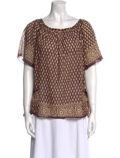 Pre-owned Anna Sui Printed Scoop Neck Top In Multi