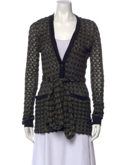 Pre-owned Anna Sui Printed V-neck Sweater In Black