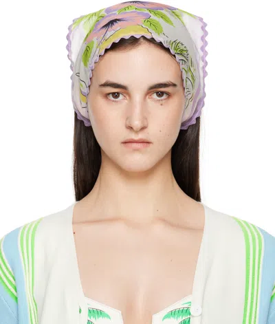 Anna Sui Purple & White Florida Silk Voile Headscarf In Lavender Multi