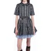 Anna Sui Ribbon Roses Belted Mini Dress In Black Multi