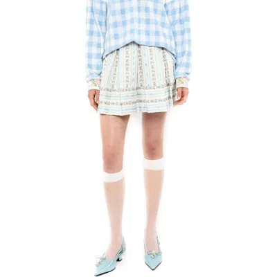 Anna Sui Ribbon Roses Skirt In White Multi
