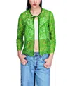 Anna Sui Rose Crochet Lace Bed Jacket In Green
