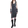 Anna Sui Rosetti Mesh Ruched Tie Dress In Black/lilac Multi