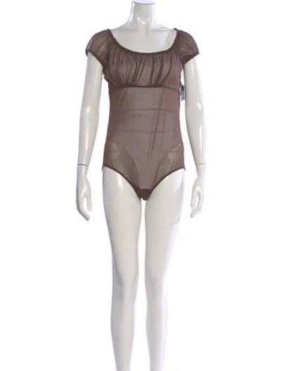 Pre-owned Anna Sui Scoop Neck Short Sleeve Bodysuit W/ Tags In Neutral