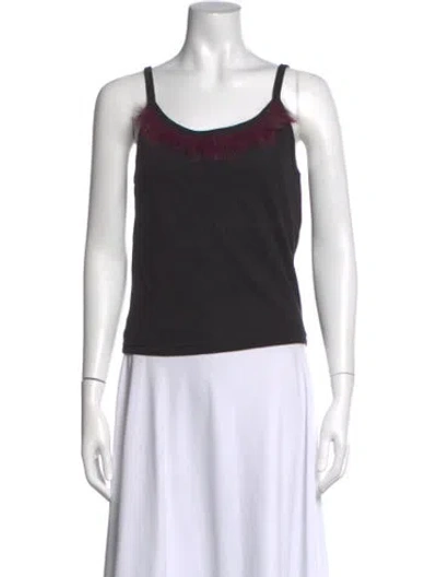 Pre-owned Anna Sui Scoop Neck Sleeveless Top In Black