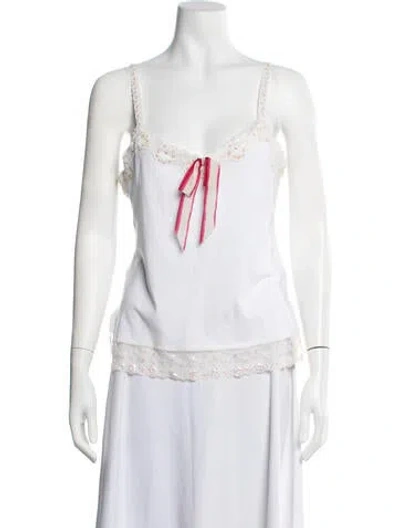 Pre-owned Anna Sui Scoop Neck Sleeveless Top In White
