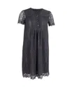 Anna Sui Semi Shear Lace Mini Dress In Black Cotton In Black