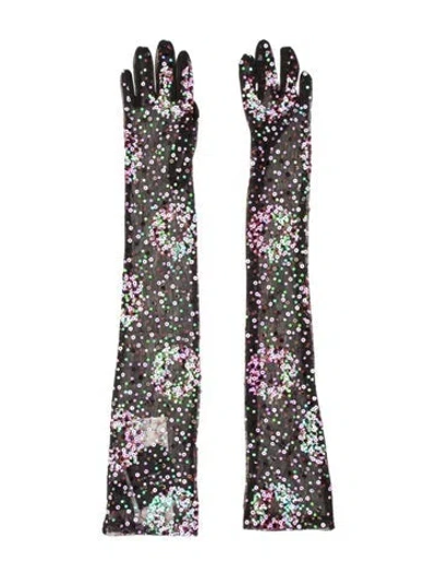 Pre-owned Anna Sui Sequin Mesh Gloves In Black