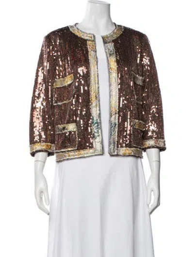 Pre-owned Anna Sui Sequin Patterned Jacket In Silver