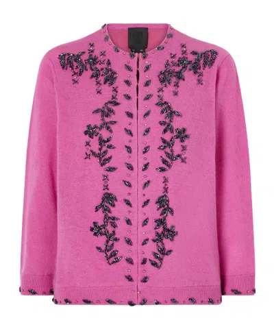 Anna Sui Sequin-embellished Wool-blend Cardigan In Pink