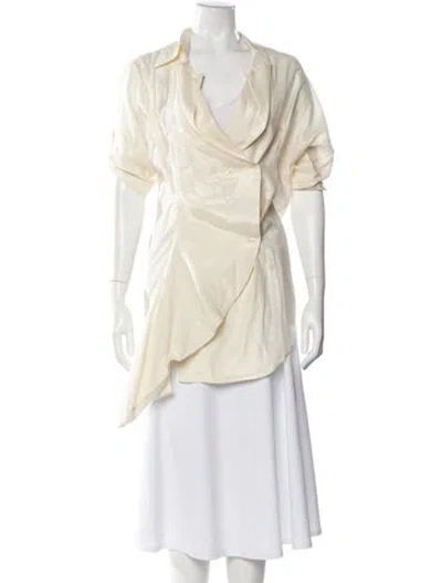 Pre-owned Anna Sui Short Sleeve Blouse In Neutral