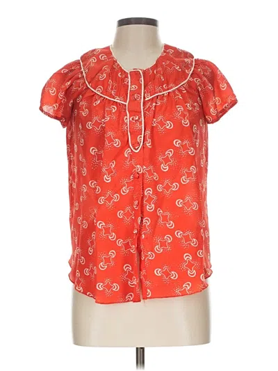 Pre-owned Anna Sui Short Sleeve Blouse In Orange