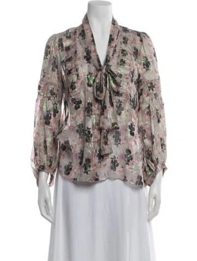 Pre-owned Anna Sui Silk Floral Print Blouse In Multi