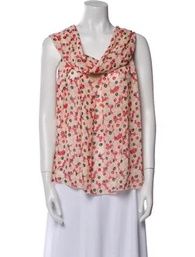 Pre-owned Anna Sui Silk Floral Print Blouse In Pink