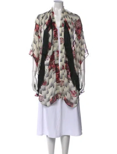 Pre-owned Anna Sui Silk Floral Print Jacket In Black