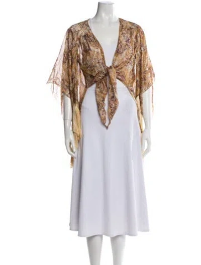 Pre-owned Anna Sui Silk Floral Print Robe In Multicolor