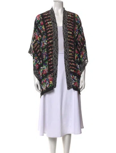 Pre-owned Anna Sui Silk Floral Print Sweater In Black