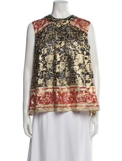 Pre-owned Anna Sui Silk Floral Print Top