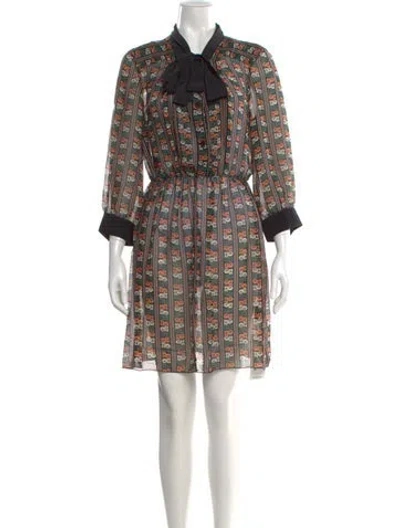 Pre-owned Anna Sui Silk Knee-length Dress In Black