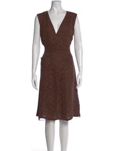 Pre-owned Anna Sui Silk Knee-length Dress In Brown