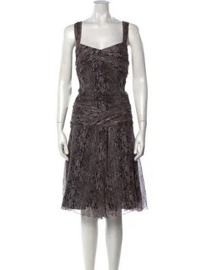 Pre-owned Anna Sui Silk Knee-length Dress In Metallic/purple