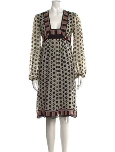 Pre-owned Anna Sui Silk Knee-length Dress In Neutrals