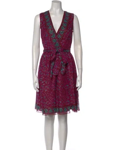 Pre-owned Anna Sui Silk Knee-length Dress In Purple