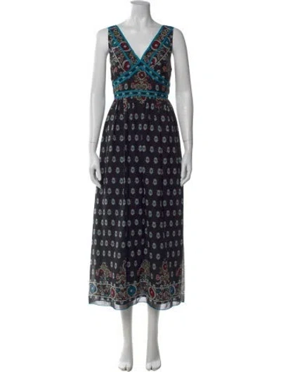 Pre-owned Anna Sui Silk Long Dress In Black