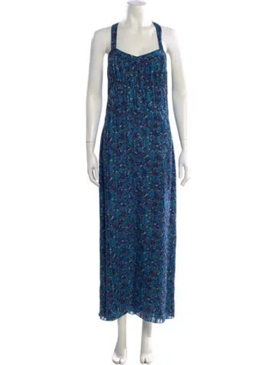 Pre-owned Anna Sui Silk Long Dress In Blue