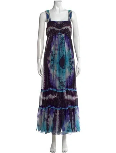 Pre-owned Anna Sui Silk Long Dress In Blue