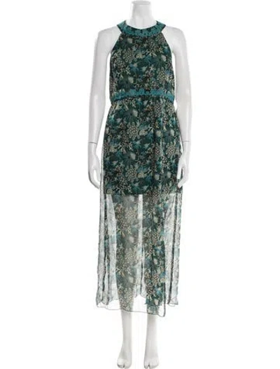 Pre-owned Anna Sui Silk Long Dress In Green