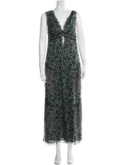 Pre-owned Anna Sui Silk Long Dress In Green