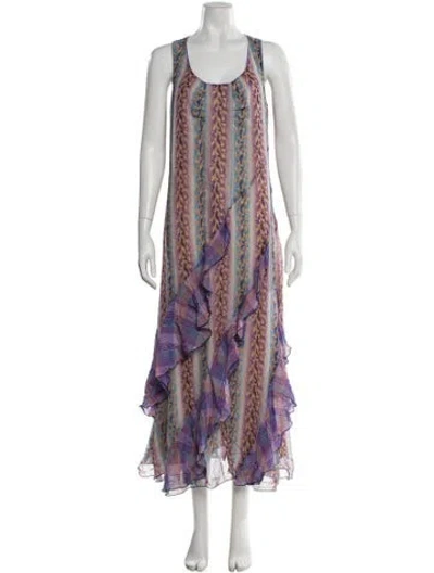 Pre-owned Anna Sui Silk Long Dress In Multi