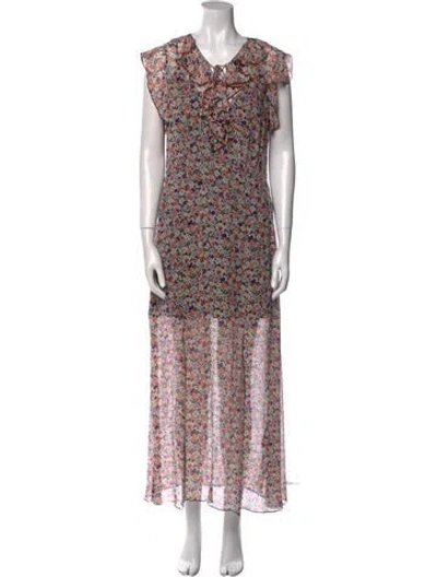 Pre-owned Anna Sui Silk Long Dress In Neutral