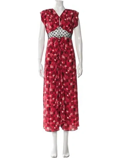 Pre-owned Anna Sui Silk Long Dress In Red