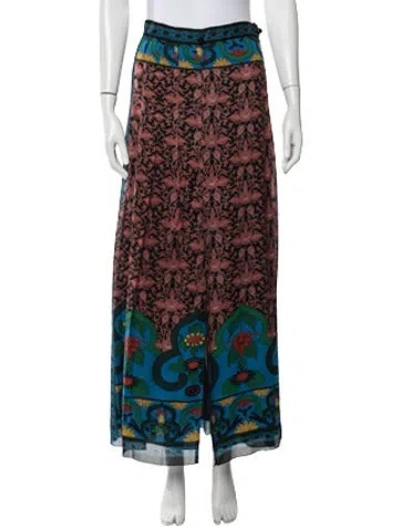 Pre-owned Anna Sui Silk Long Skirt In Black/red