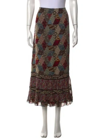 Pre-owned Anna Sui Silk Long Skirt In Multicolor