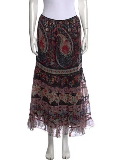 Pre-owned Anna Sui Silk Long Skirt In Multicolor