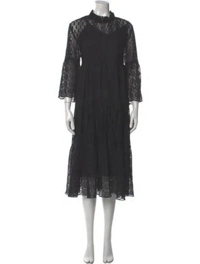 Pre-owned Anna Sui Silk Midi Length Dress In Gray
