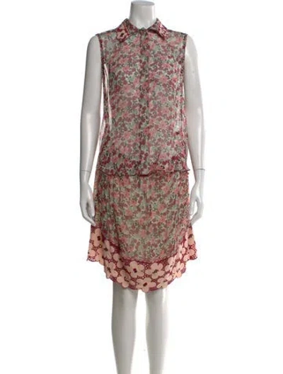 Pre-owned Anna Sui Silk Midi Length Dress In Pink