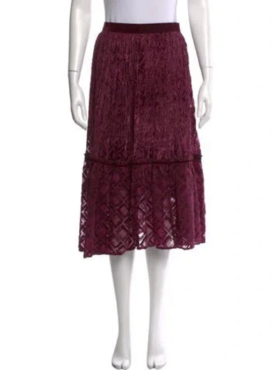 Pre-owned Anna Sui Silk Midi Length Skirt In Purple