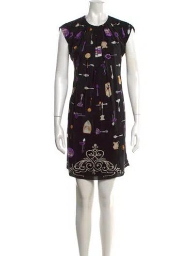 Pre-owned Anna Sui Silk Mini Dress In Black