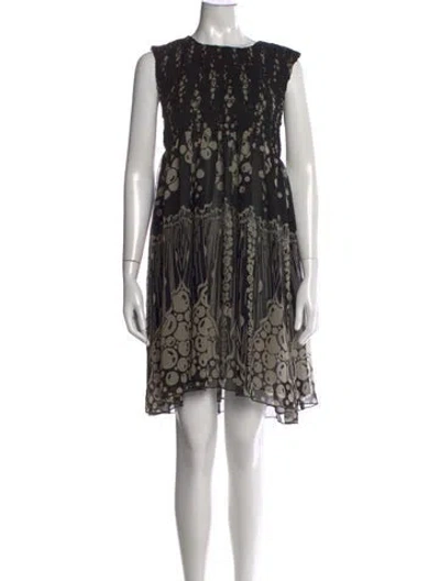 Pre-owned Anna Sui Silk Mini Dress In Black