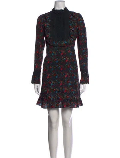 Pre-owned Anna Sui Silk Mini Dress In Black