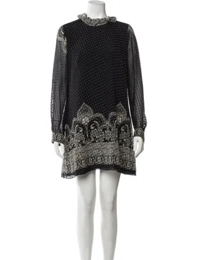 Pre-owned Anna Sui Silk Mini Dress In Black