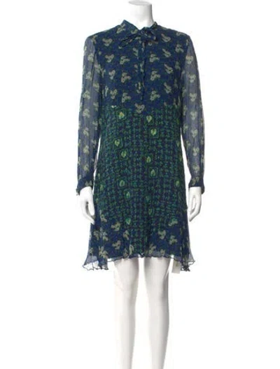 Pre-owned Anna Sui Silk Mini Dress In Blue