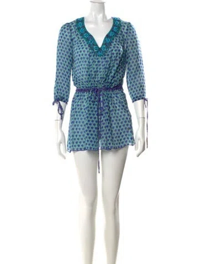 Pre-owned Anna Sui Silk Mini Dress In Blue