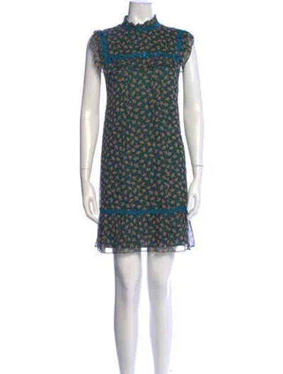 Pre-owned Anna Sui Silk Mini Dress In Blue