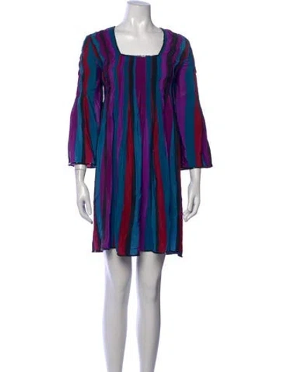Pre-owned Anna Sui Silk Mini Dress In Blue