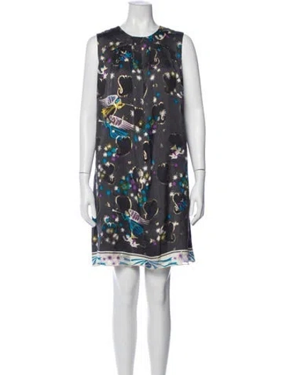 Pre-owned Anna Sui Silk Mini Dress In Gray